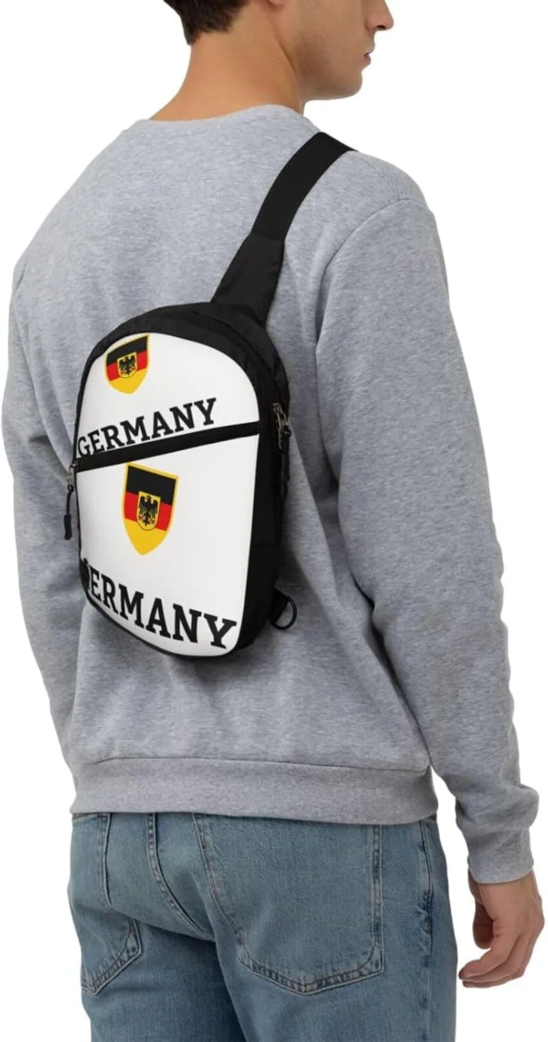 Germany German Football Soccer Flag Packable Crossbody Bag Portable Sling Bags Foldable Travel Daypack Reusable Sports Shoulder Backpack Diagonally Chest Bag for Workout