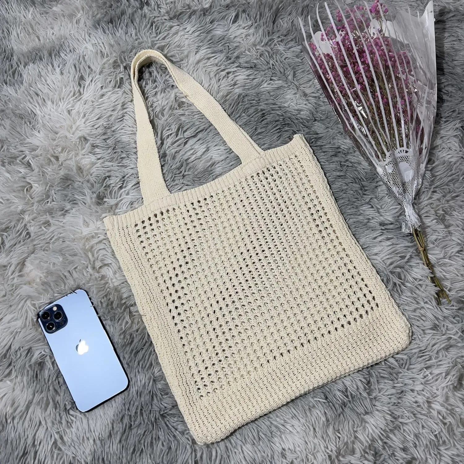 GGOOB Coconut Girl Aesthetic Crochet Tote Bag - Small, Cute Beach Bag