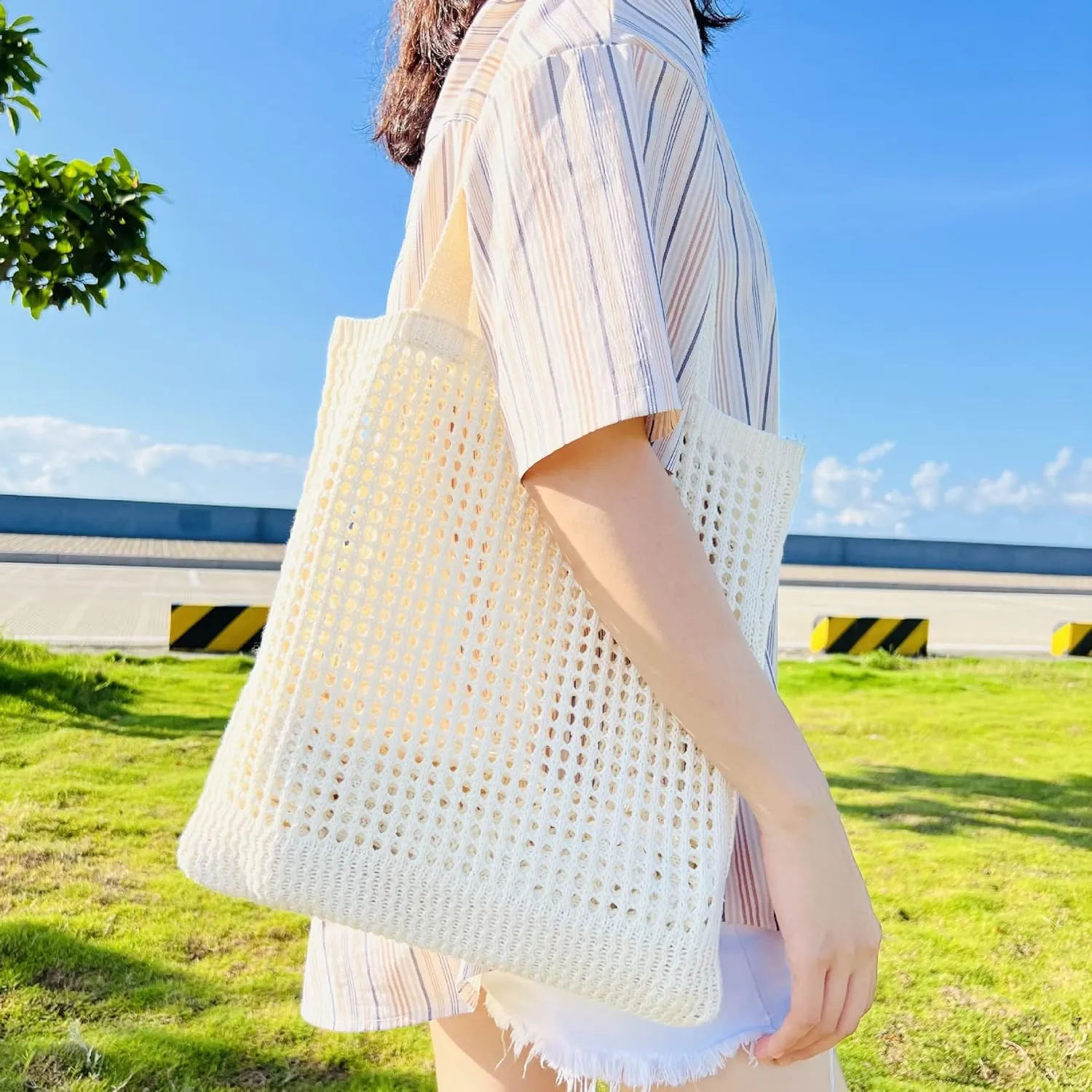 GGOOB Coconut Girl Aesthetic Crochet Tote Bag - Small, Cute Beach Bag