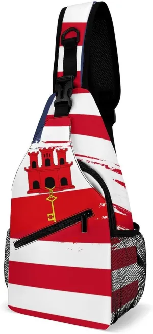 Gibraltar Flag Hand Drawn Sling Bag Crossbody Chest Bag Shoulder Bag For Travel Hiking Cycling Camping