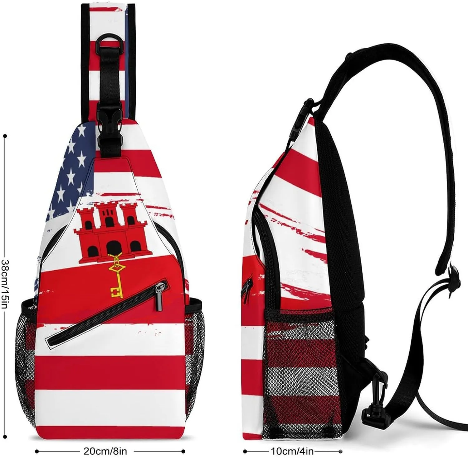 Gibraltar Flag Hand Drawn Sling Bag Crossbody Chest Bag Shoulder Bag For Travel Hiking Cycling Camping