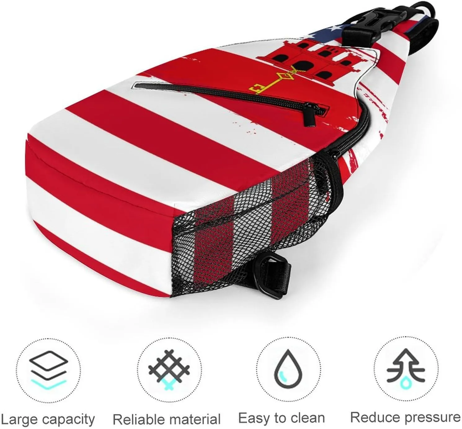 Gibraltar Flag Hand Drawn Sling Bag Crossbody Chest Bag Shoulder Bag For Travel Hiking Cycling Camping