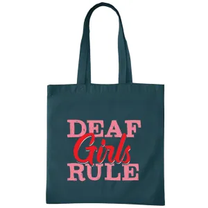 Gift for De Girls Rule with De Sign Language Hearing Disorders Black Multicolor Canvas Tote Bag