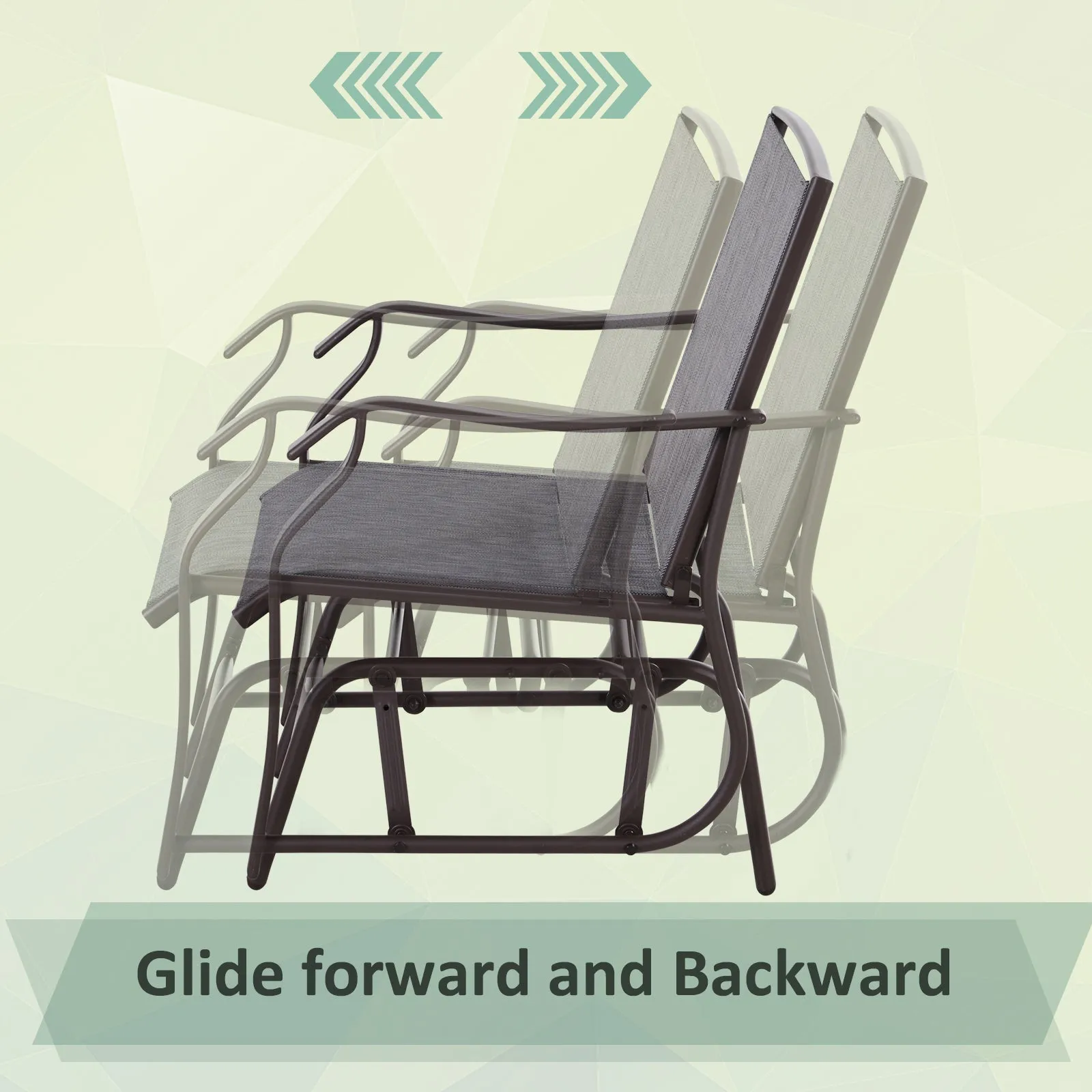 Glider Rocking Chair & Table Set, 2 Single Seaters Rocker Swing Chair for Patio, Grey