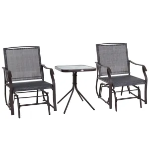 Glider Rocking Chair & Table Set, 2 Single Seaters Rocker Swing Chair for Patio, Grey