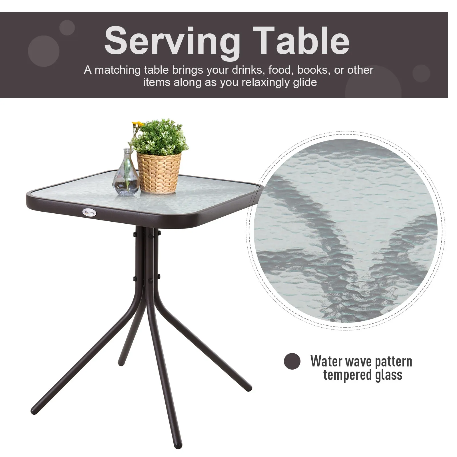 Glider Rocking Chair & Table Set, 2 Single Seaters Rocker Swing Chair for Patio, Grey