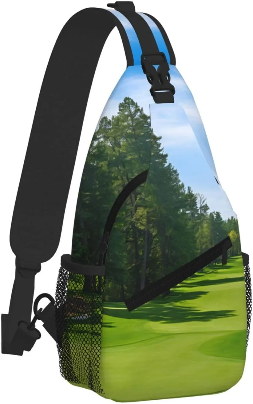 Golf Course Lawn Print Cross Chest Bag Diagonally - High-Capacity For Short Trips, Work, And Daily Use