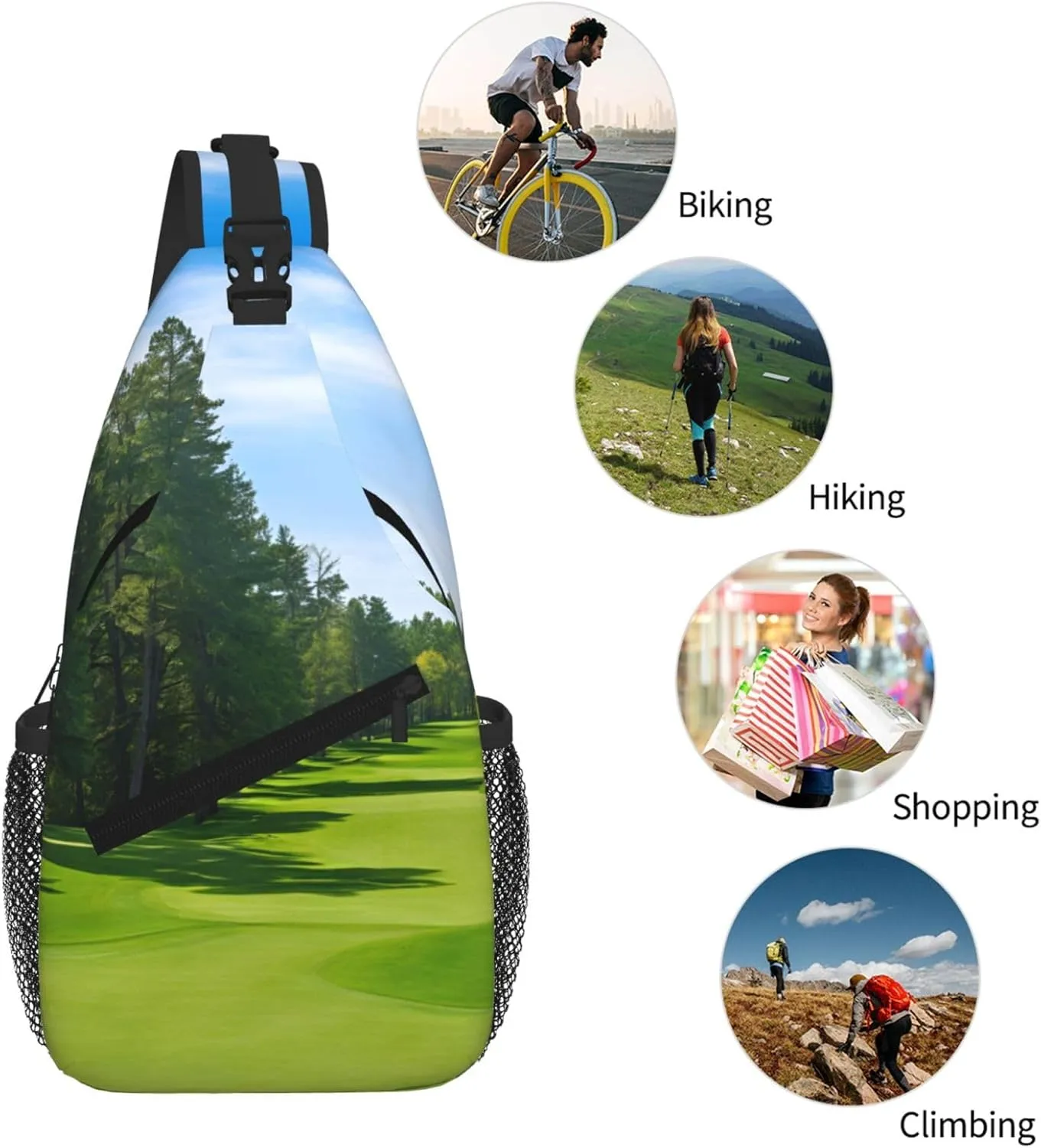 Golf Course Lawn Print Cross Chest Bag Diagonally - High-Capacity For Short Trips, Work, And Daily Use