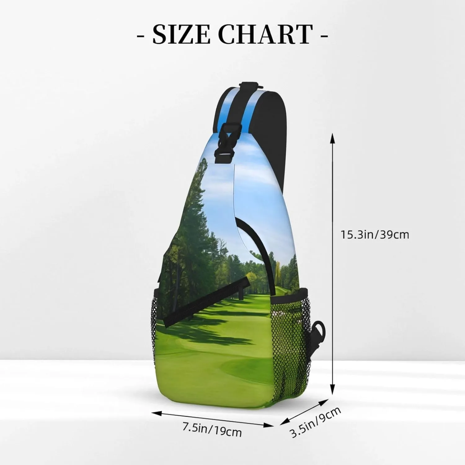 Golf Course Lawn Print Cross Chest Bag Diagonally - High-Capacity For Short Trips, Work, And Daily Use