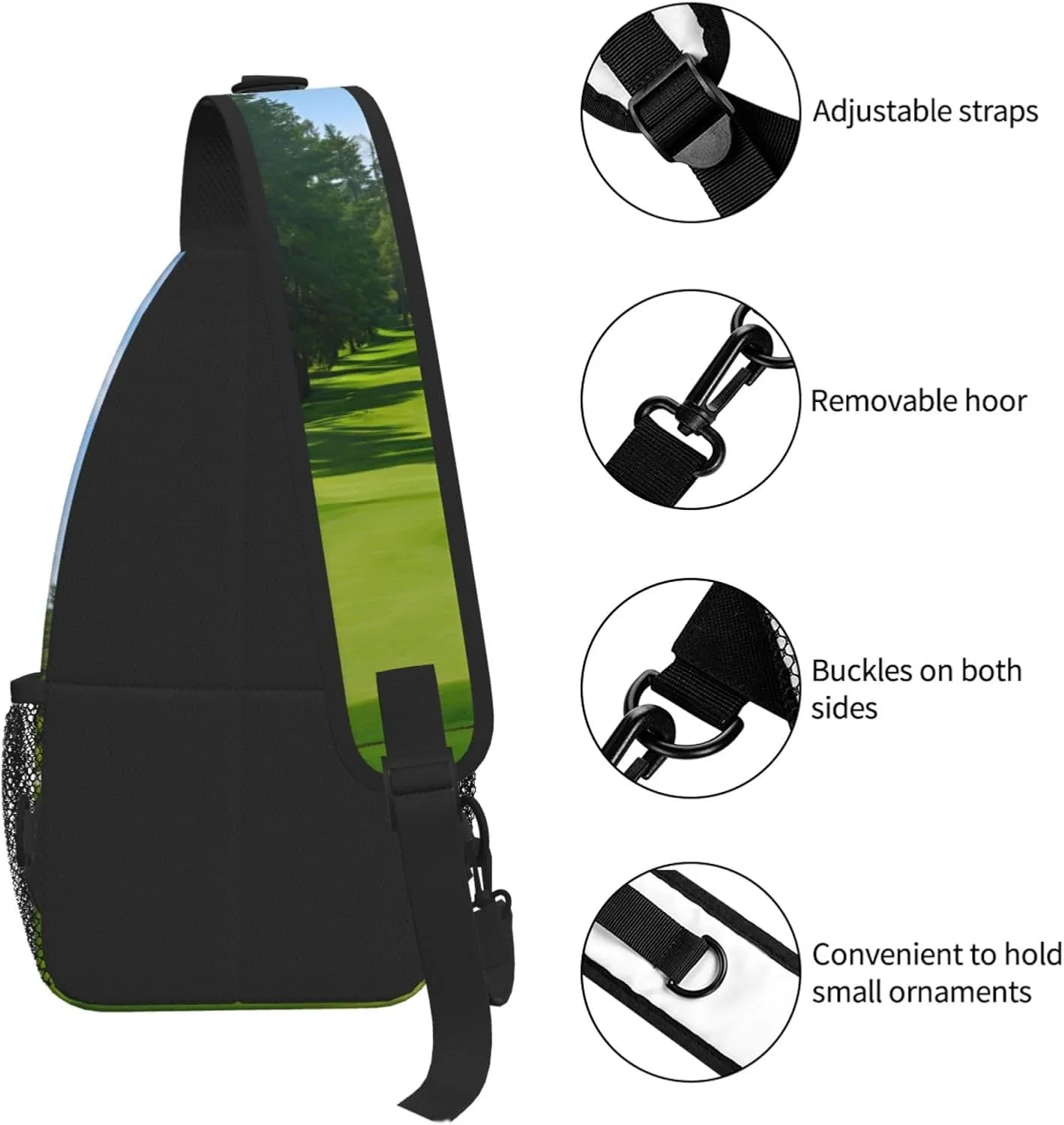 Golf Course Lawn Print Cross Chest Bag Diagonally - High-Capacity For Short Trips, Work, And Daily Use