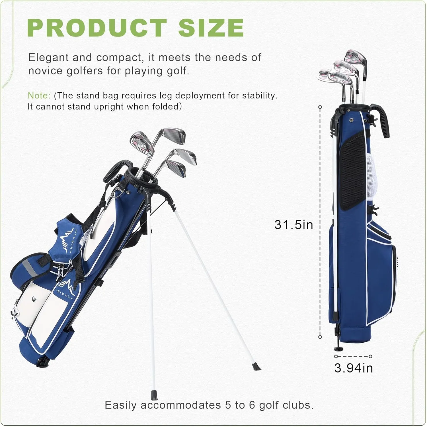 Golf Lightweight Stand Carry Bag– Easy to Carry and Durable Pitch n Putt Golf Bag for The Driving Range, Par 3 and Executive Courses，Fits Up to 5-6 Clubs