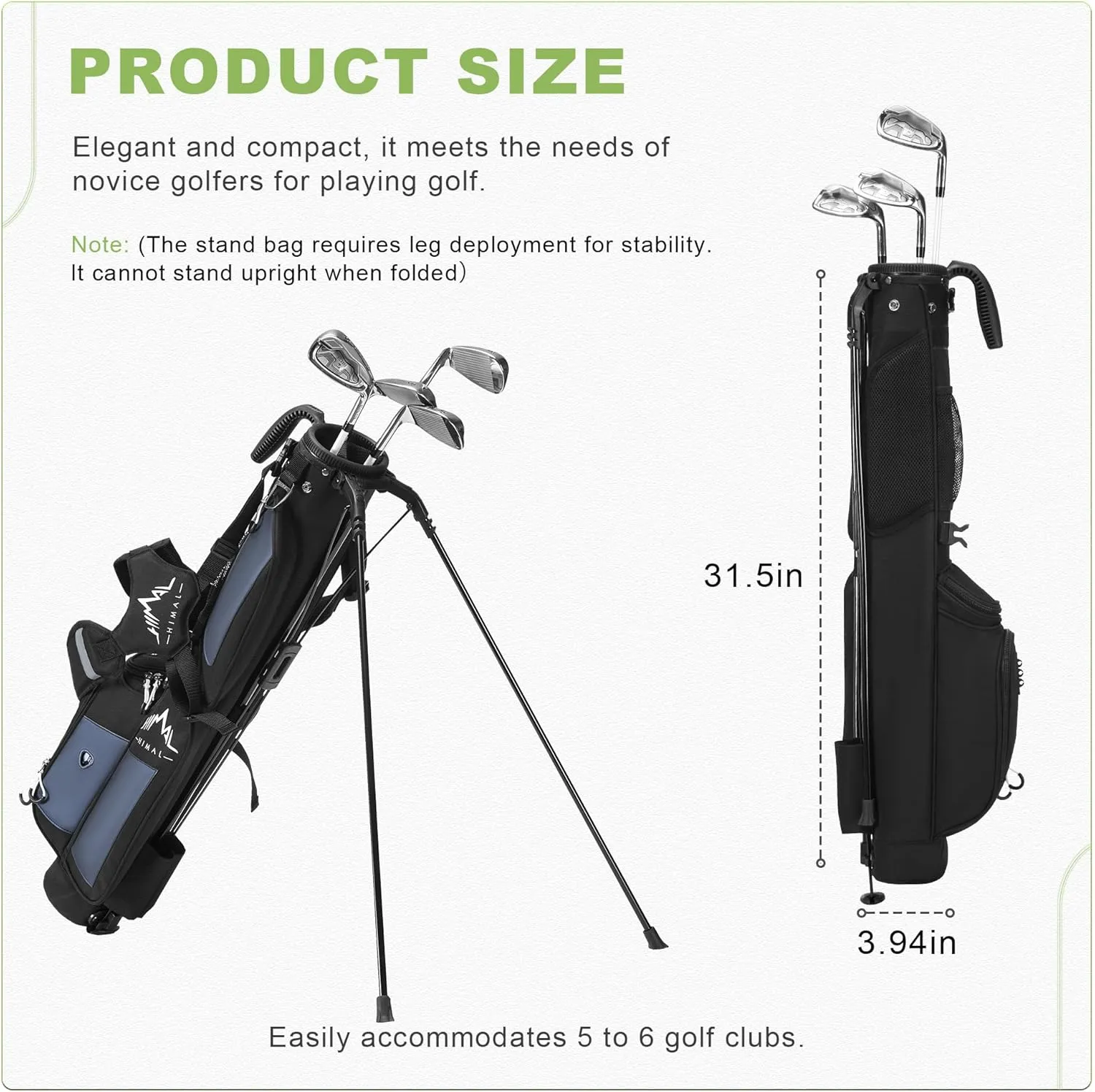 Golf Lightweight Stand Carry Bag– Easy to Carry and Durable Pitch n Putt Golf Bag for The Driving Range, Par 3 and Executive Courses，Fits Up to 5-6 Clubs