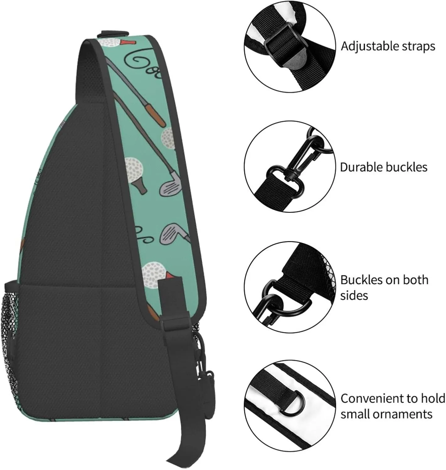 Golf Sport Crossbody Bag Golf Shoulder Bag Backpack Sport Sling Bag Chest Casual Daypack for Outdoor