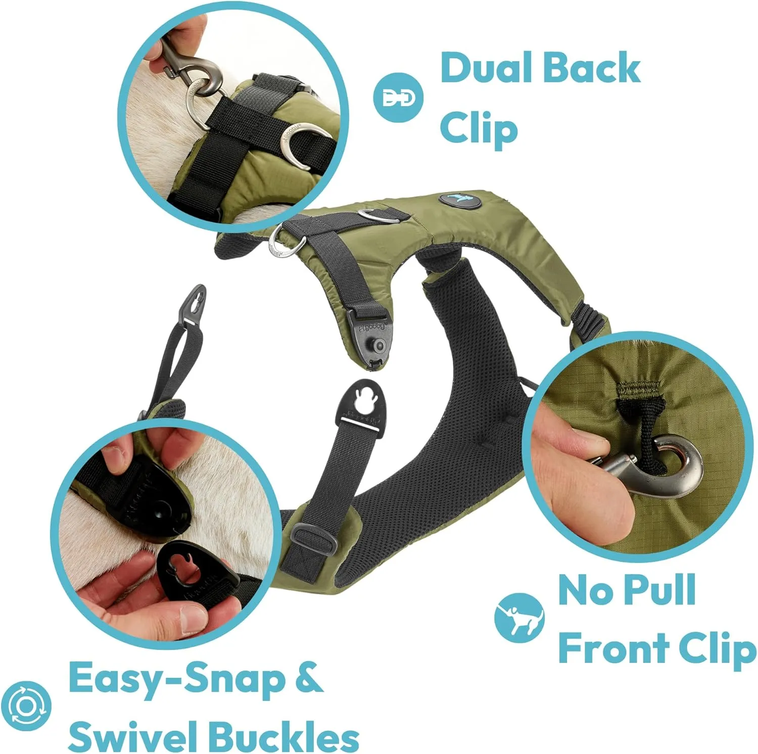 Gooby Trailblazer Harness - Adobe, Small - Shock Absorbing Dog Harness with No Pull Front and Dual Back Clips for Small Dog and Medium Dog