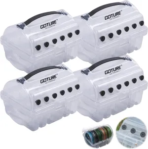 Goture Fishing Line Storage Box 1/2Pcs, 6(2 Large   4 Standard) Slots Fishing Line Case, PP Clear Visibility Fishing Line Organizer, Silicone Holes Line Spool Box