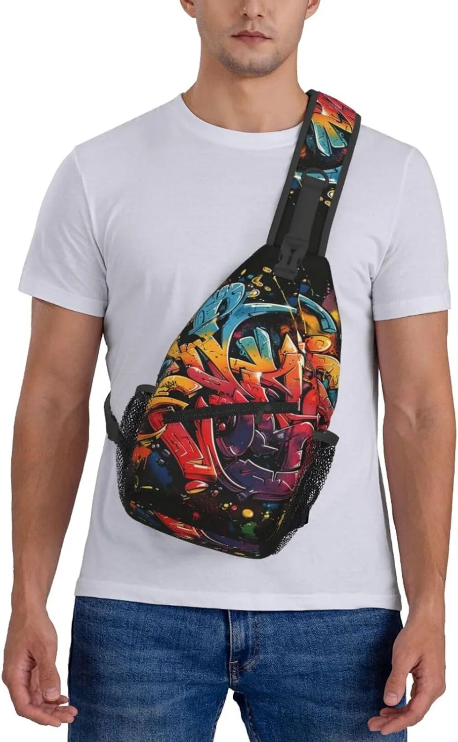 Graffiti Art Crossbody Sling Bag For Women Men Cute Chest Bag Shoulder Bag Sling Backpack Casual Sport Daypack For Travel Hiking
