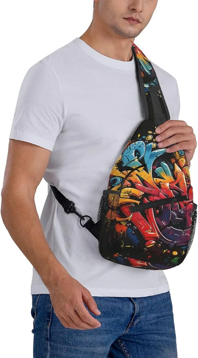 Graffiti Art Crossbody Sling Bag For Women Men Cute Chest Bag Shoulder Bag Sling Backpack Casual Sport Daypack For Travel Hiking