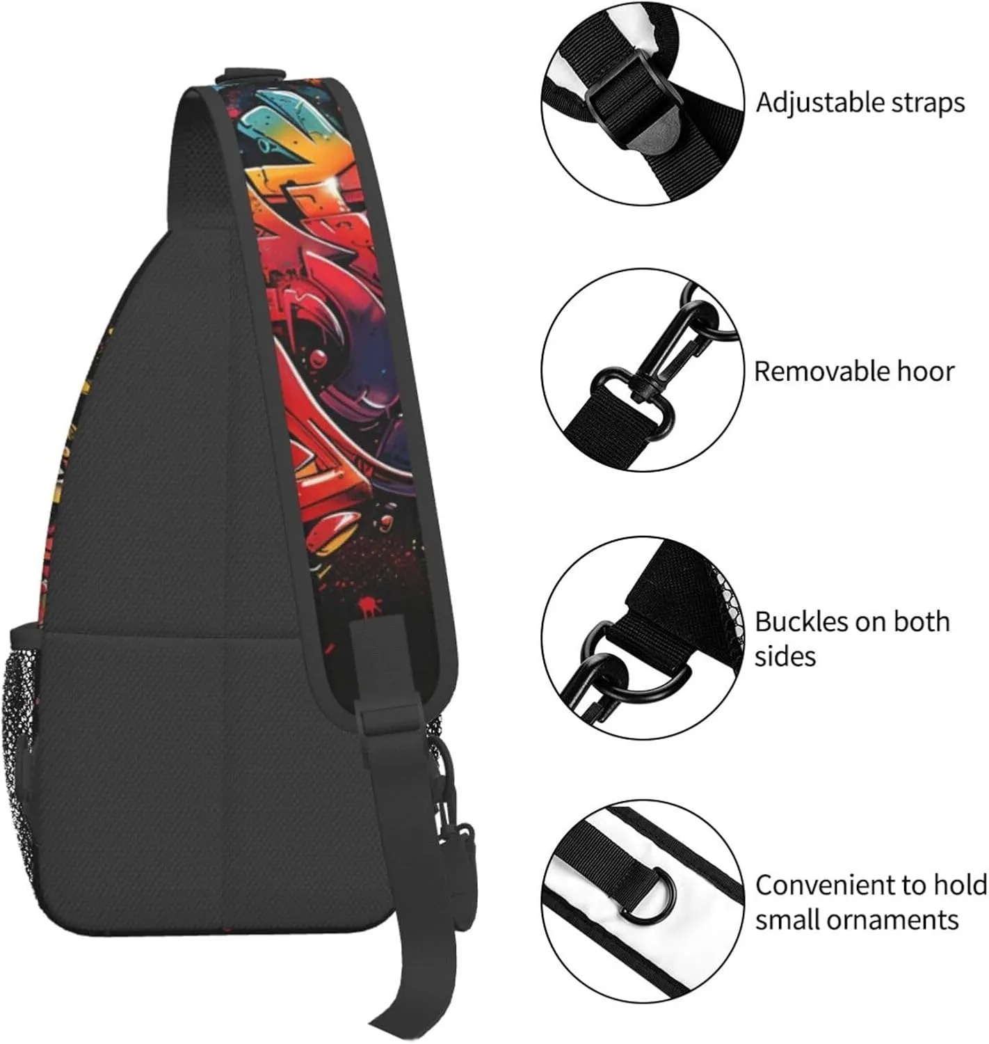 Graffiti Art Crossbody Sling Bag For Women Men Cute Chest Bag Shoulder Bag Sling Backpack Casual Sport Daypack For Travel Hiking