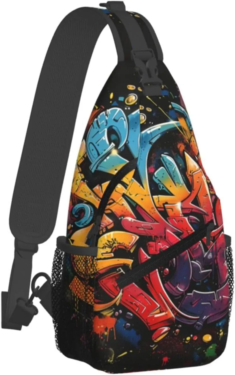 Graffiti Art Crossbody Sling Bag For Women Men Cute Chest Bag Shoulder Bag Sling Backpack Casual Sport Daypack For Travel Hiking