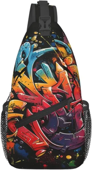 Graffiti Art Crossbody Sling Bag For Women Men Cute Chest Bag Shoulder Bag Sling Backpack Casual Sport Daypack For Travel Hiking