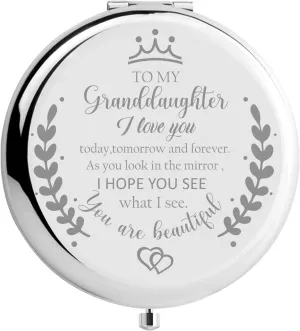 Granddaughter Gifts from Grandma,Granddaughter Gifts, Birthday Gifts for Granddaughter,to My Granddaughter Makeup Compact Mirror