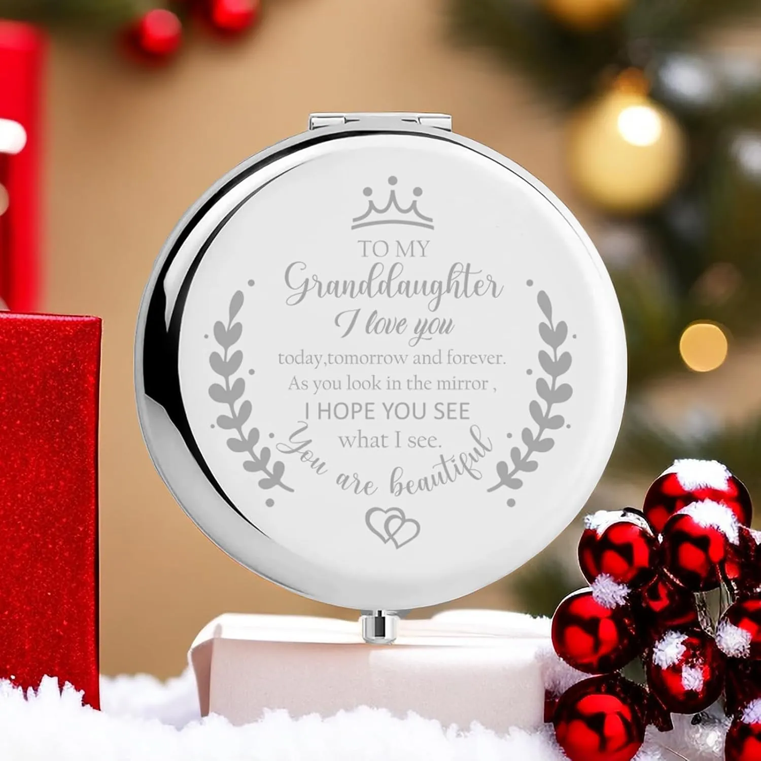 Granddaughter Gifts from Grandma,Granddaughter Gifts, Birthday Gifts for Granddaughter,to My Granddaughter Makeup Compact Mirror
