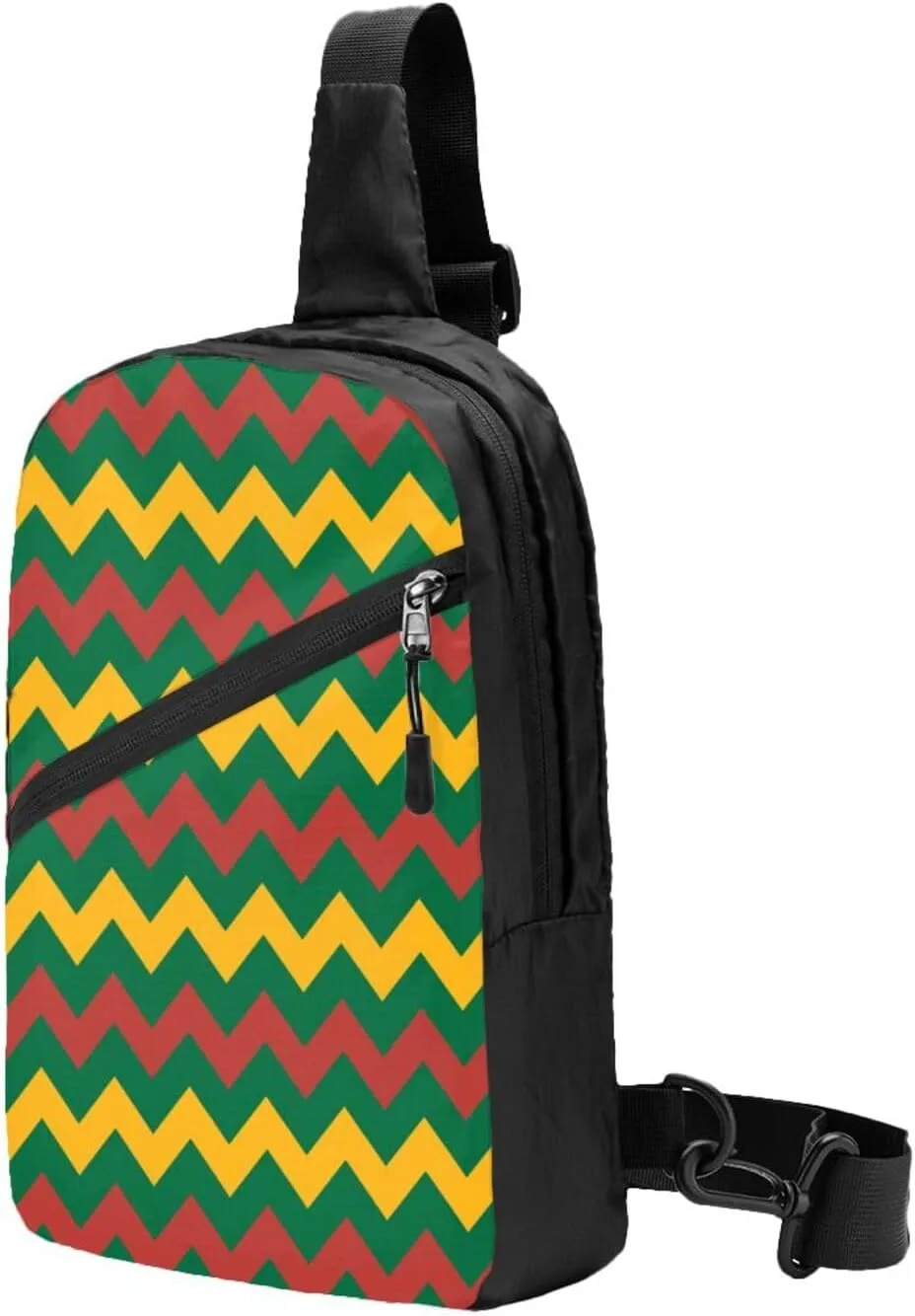 Green Yellow Red Lithuania Zigzag Flag Packable Crossbody Bag Portable Sling Bags Foldable Travel Daypack Reusable Sports Shoulder Backpack Diagonally Chest Bag for Workout