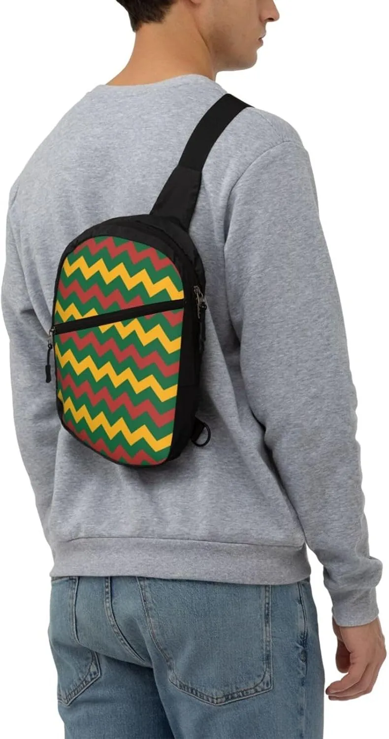 Green Yellow Red Lithuania Zigzag Flag Packable Crossbody Bag Portable Sling Bags Foldable Travel Daypack Reusable Sports Shoulder Backpack Diagonally Chest Bag for Workout