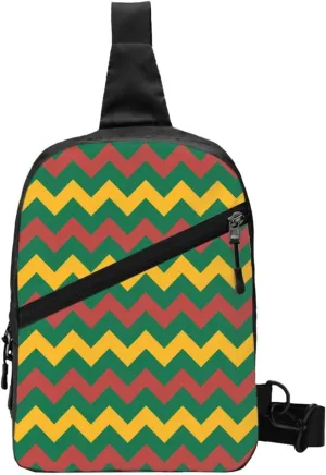 Green Yellow Red Lithuania Zigzag Flag Packable Crossbody Bag Portable Sling Bags Foldable Travel Daypack Reusable Sports Shoulder Backpack Diagonally Chest Bag for Workout