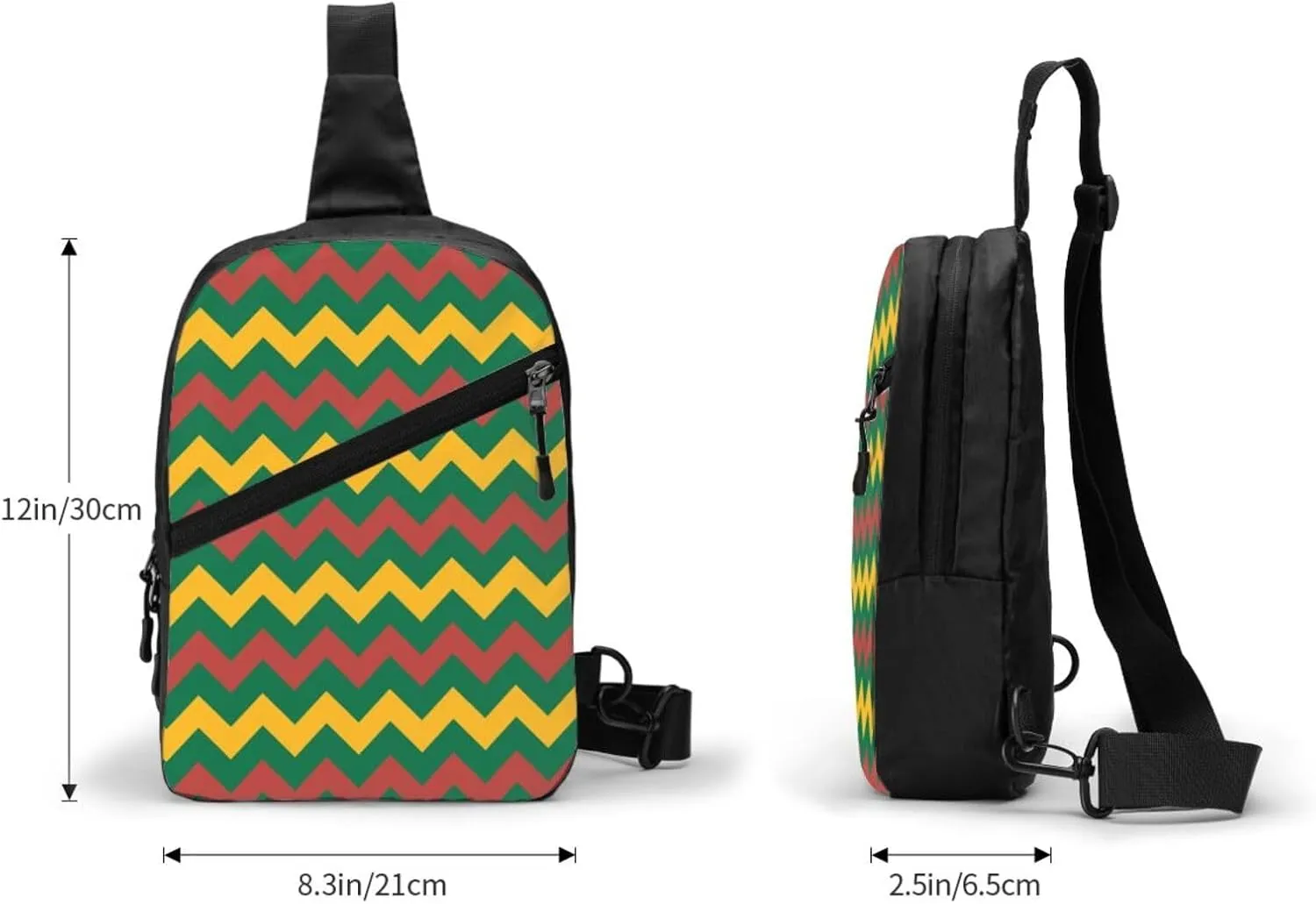 Green Yellow Red Lithuania Zigzag Flag Packable Crossbody Bag Portable Sling Bags Foldable Travel Daypack Reusable Sports Shoulder Backpack Diagonally Chest Bag for Workout