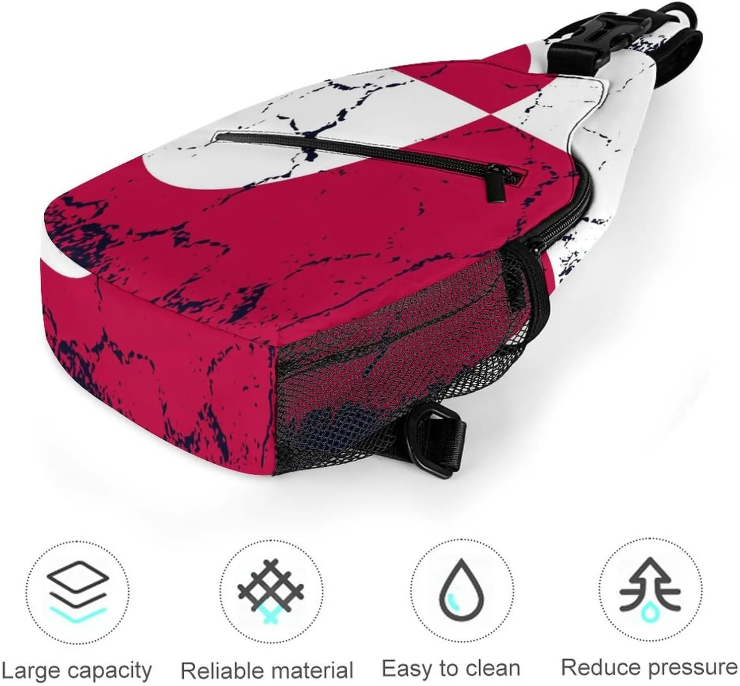Greenland Flag Grunge Design Sling Bag Crossbody Chest Bag Shoulder Bag For Travel Hiking Cycling Camping