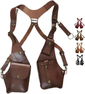 GRYPIT Leather Anti-Theft Harness, Anti-Theft Harness, Underarm Double Shoulder Bag for Men Hidden Anti-Theft Wallets