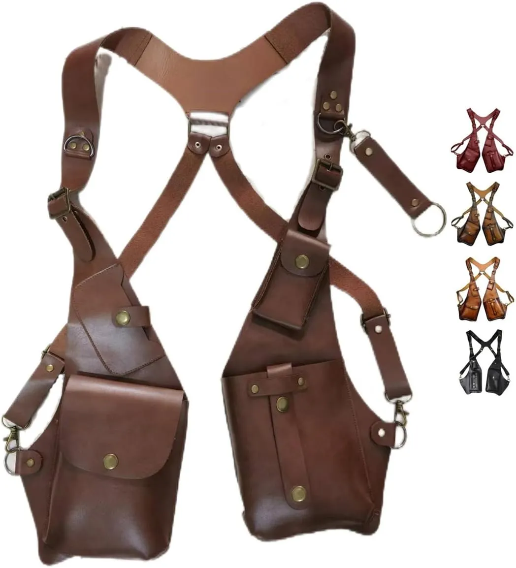 GRYPIT Leather Anti-Theft Harness, Anti-Theft Harness, Underarm Double Shoulder Bag for Men Hidden Anti-Theft Wallets