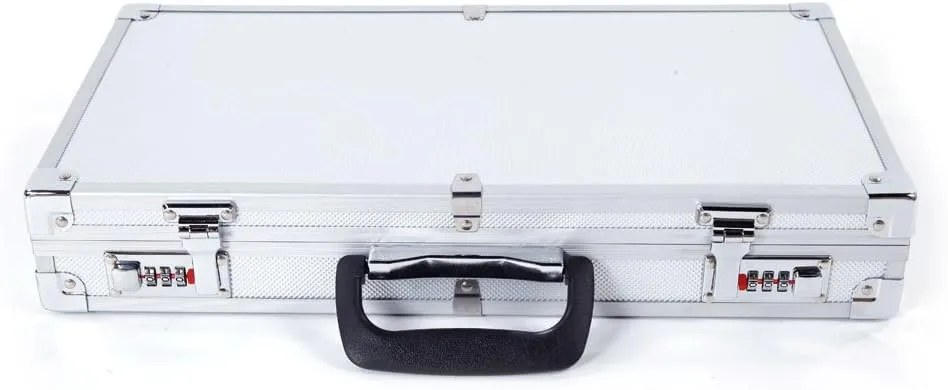 gt4-ly 45x25x7.5cm Aluminum New Framed Locking Gun Pistol HandGun Lock Box Hard Storage Carry Case Silver