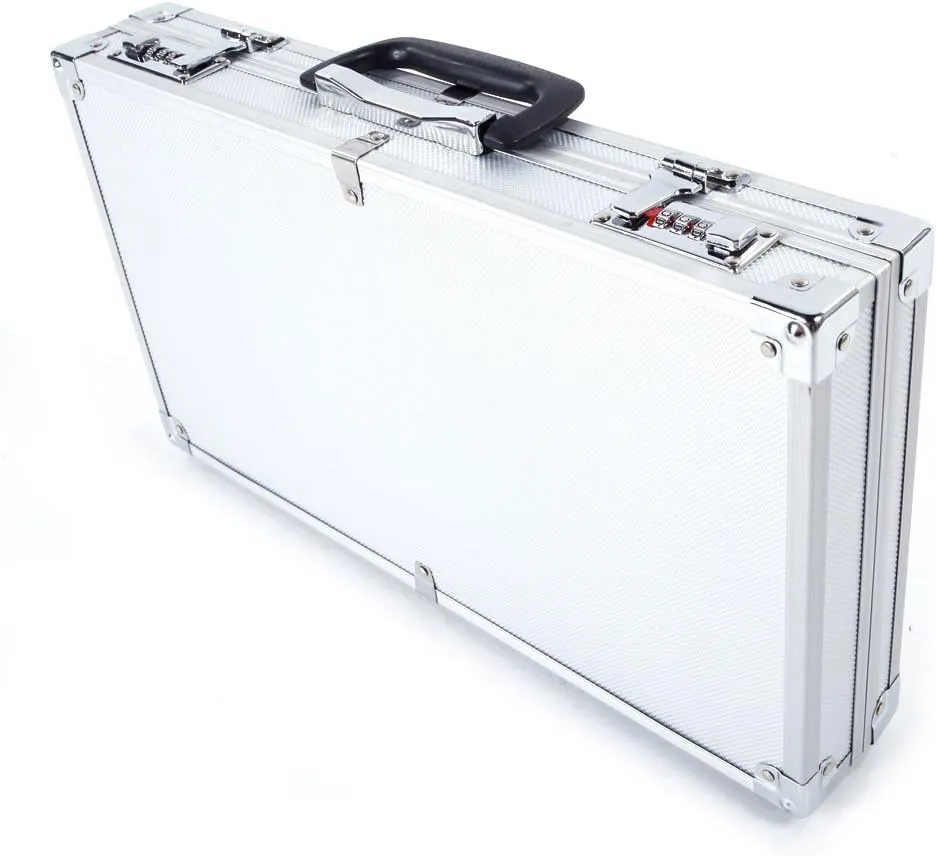 gt4-ly 45x25x7.5cm Aluminum New Framed Locking Gun Pistol HandGun Lock Box Hard Storage Carry Case Silver