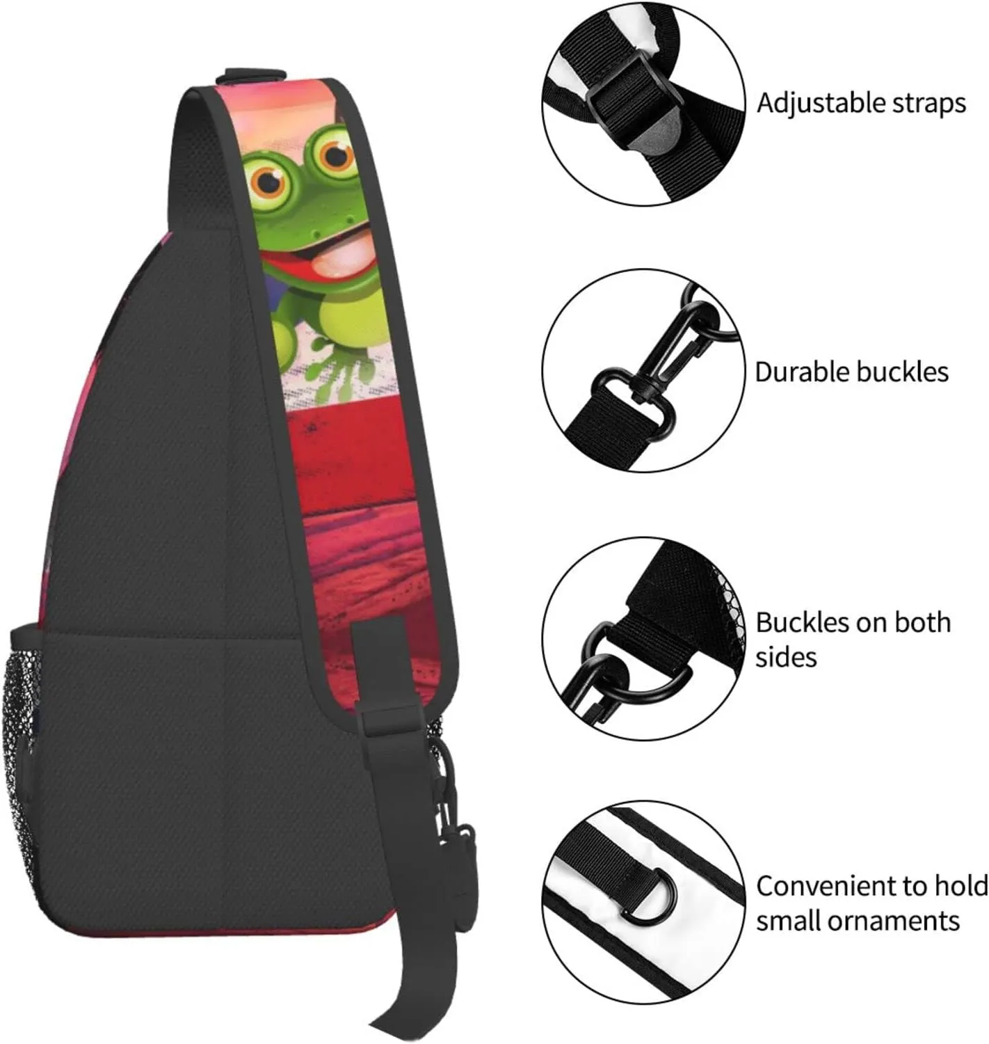 GTEVUTS Tropical Frog Crossbody Bags for Women Men,Vintage Casual Sling Bag Chest Bag Abstract Shoulder Bag Travel Hiking Cycling Gym Sport Daypack Adult Backpack