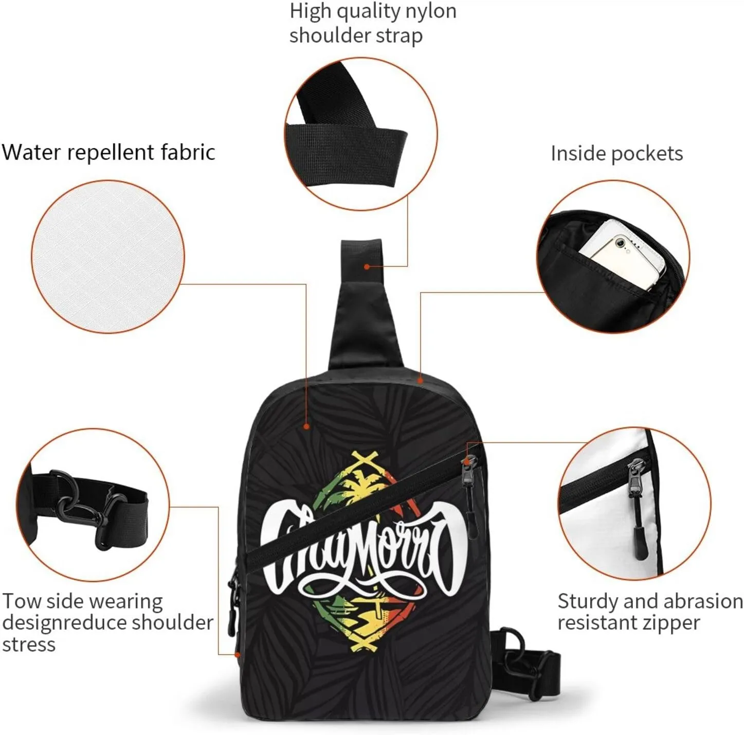 GUAM Chamorro Pride Flag Packable Crossbody Bag Portable Sling Bags Foldable Travel Daypack Reusable Sports Shoulder Backpack Diagonally Chest Bag for Workout