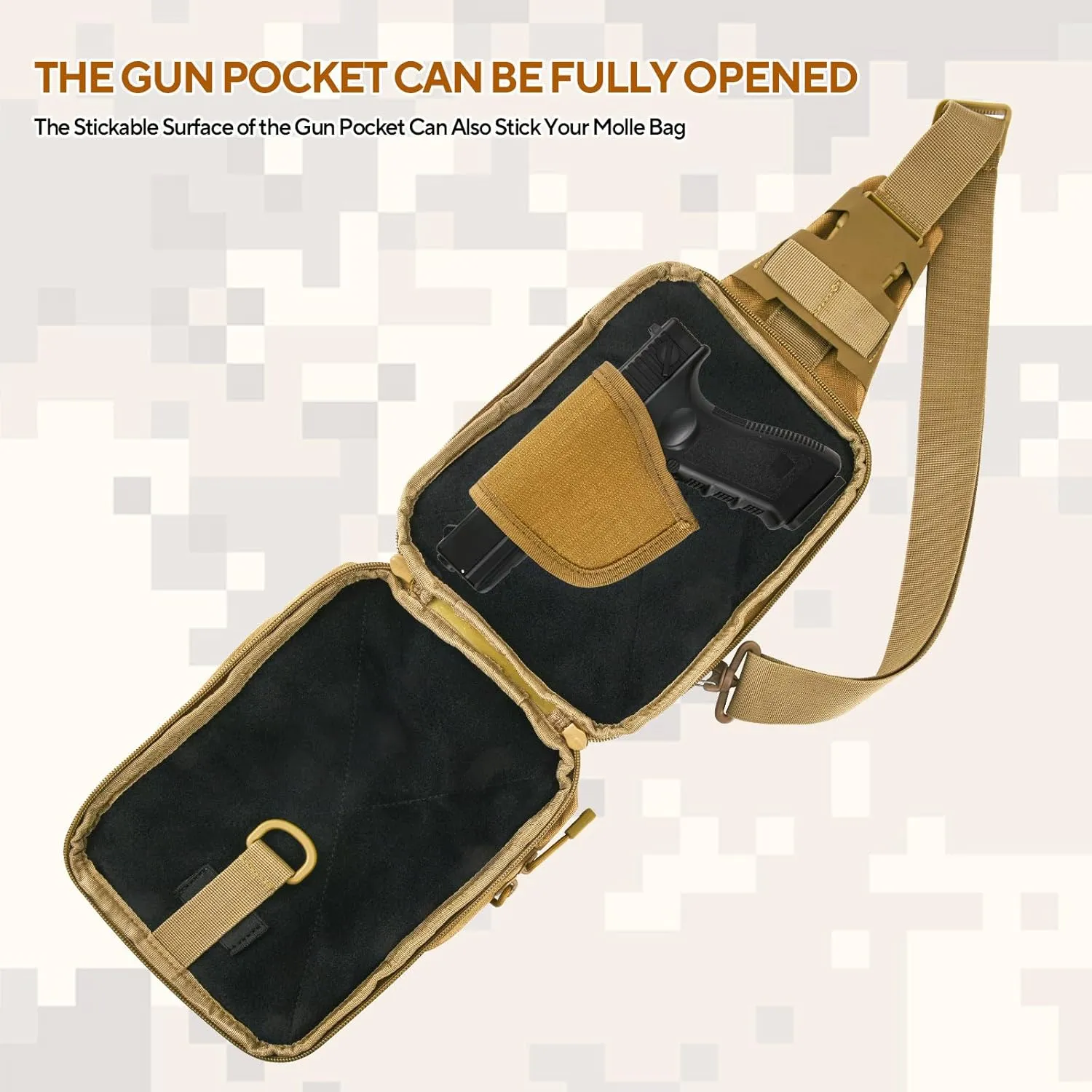 Gun Sling Bag, Concealed Carry Crossbody Pack CCW Sling Bag Durable EDC Shoulder Bag for Handgun with Holster
