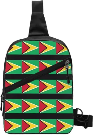 Guyana Guyanese Flag Packable Crossbody Bag Portable Sling Bags Foldable Travel Daypack Reusable Sports Shoulder Backpack Diagonally Chest Bag for Workout