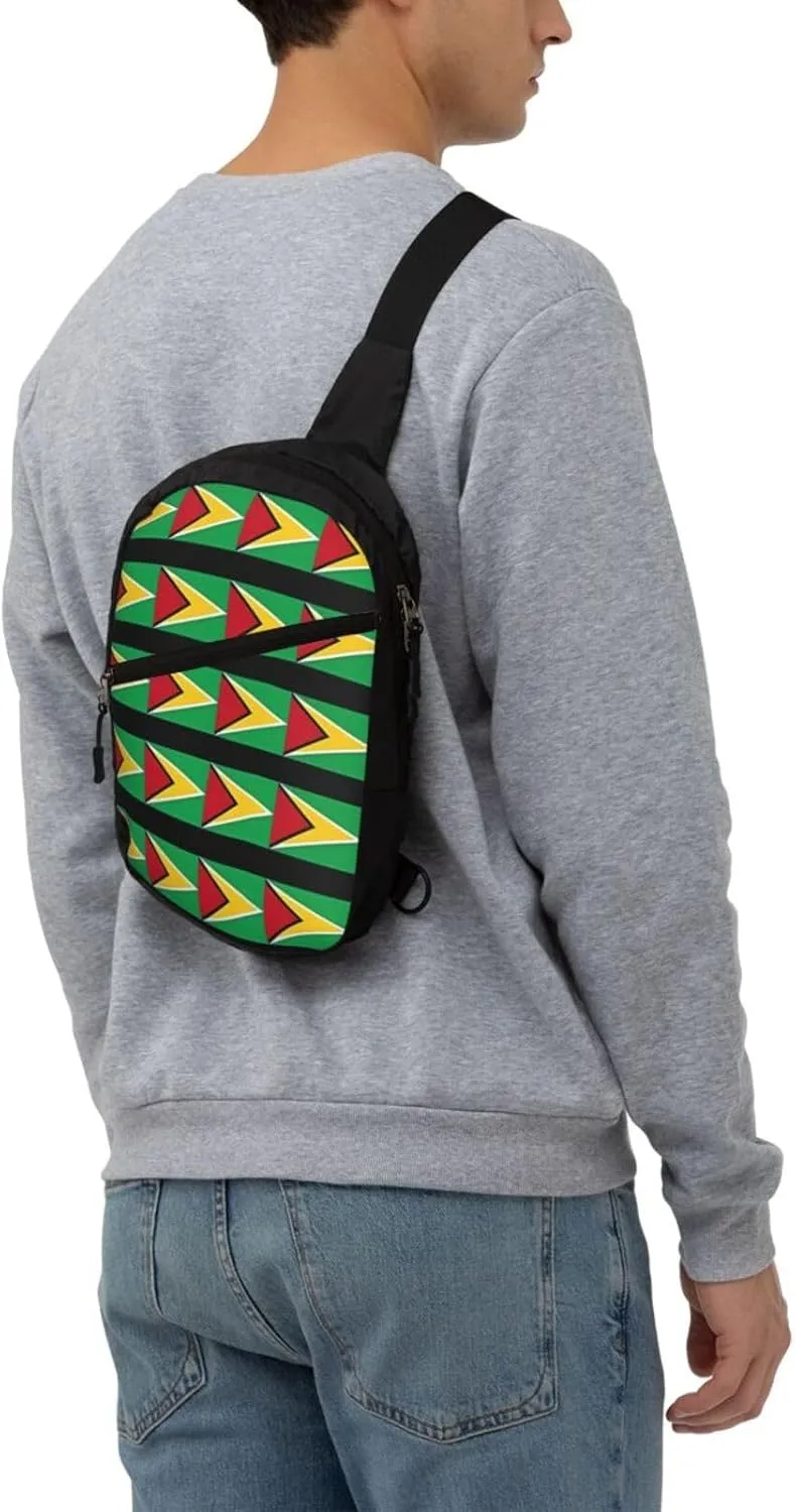 Guyana Guyanese Flag Packable Crossbody Bag Portable Sling Bags Foldable Travel Daypack Reusable Sports Shoulder Backpack Diagonally Chest Bag for Workout