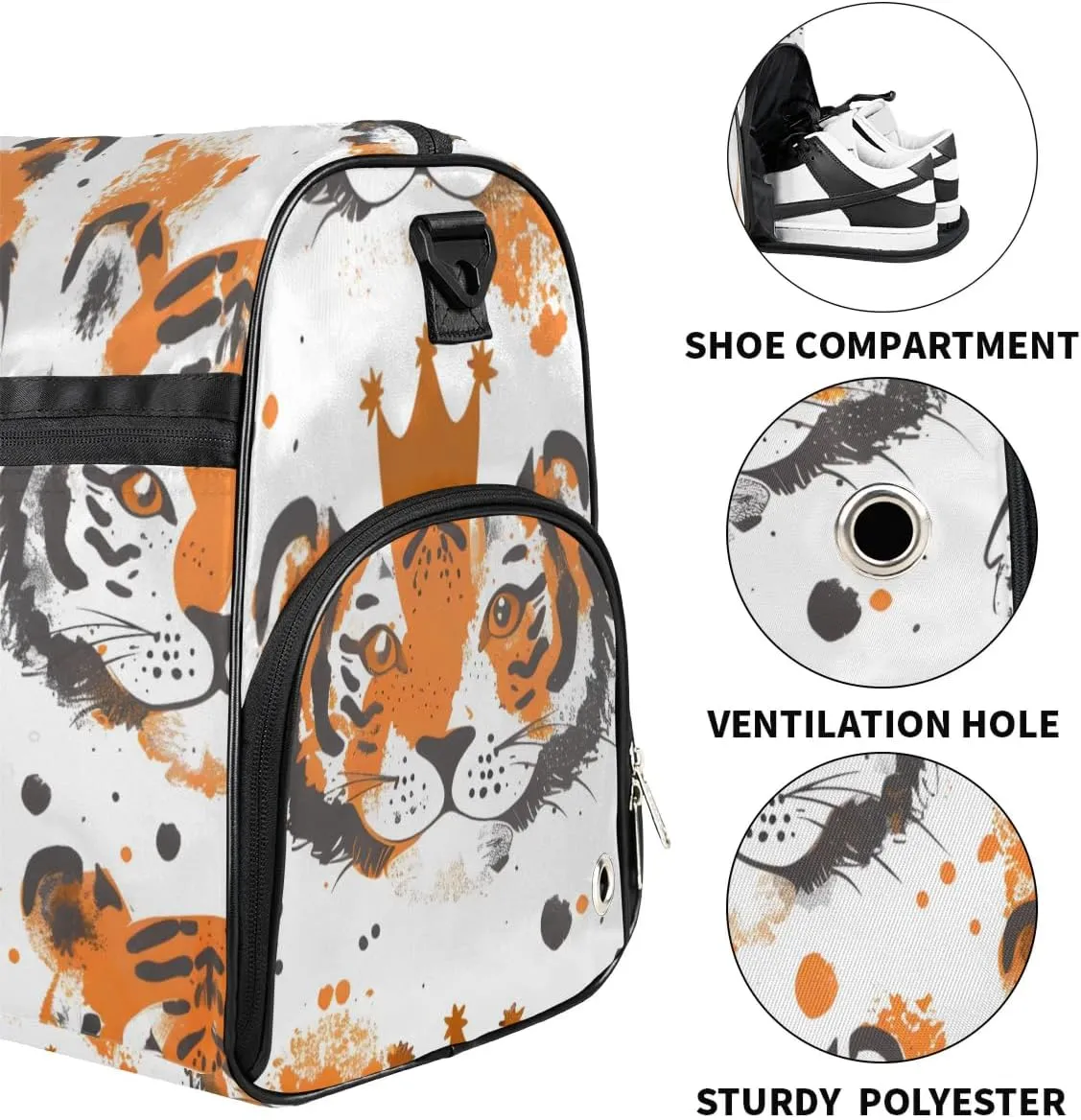 Gym Bag for Adults Personalized Duffel Bag for Men Large luggage Bags for Women Gym Accessories for Men Women Tiger Travel Duffel Bag