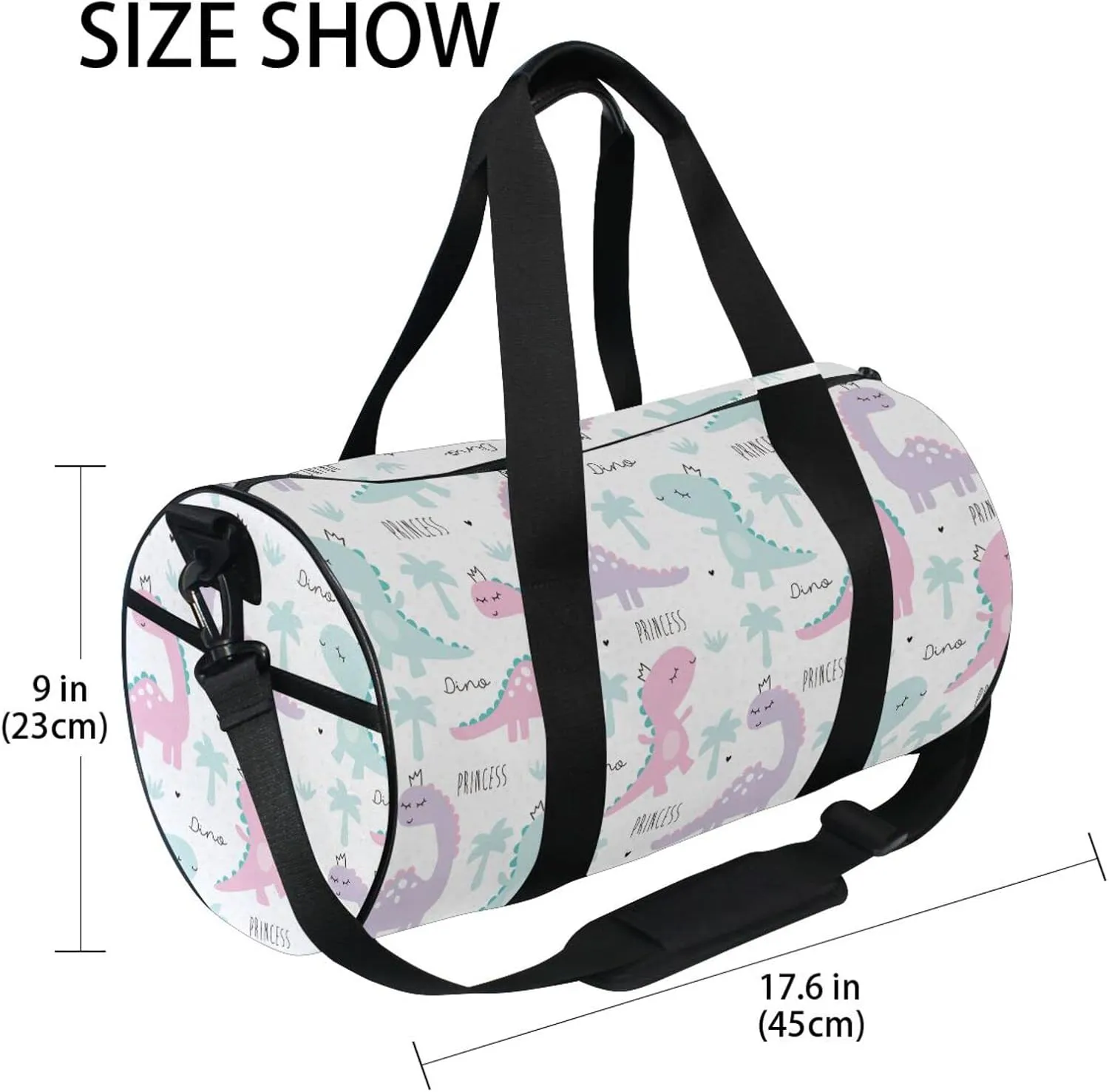 Gym Bag for Women and Men Small Duffel Bag for Sports Travel Weekender Overnight Vacation Beach Lightweight Carry on Bag for Boys Girls Dinosaur White