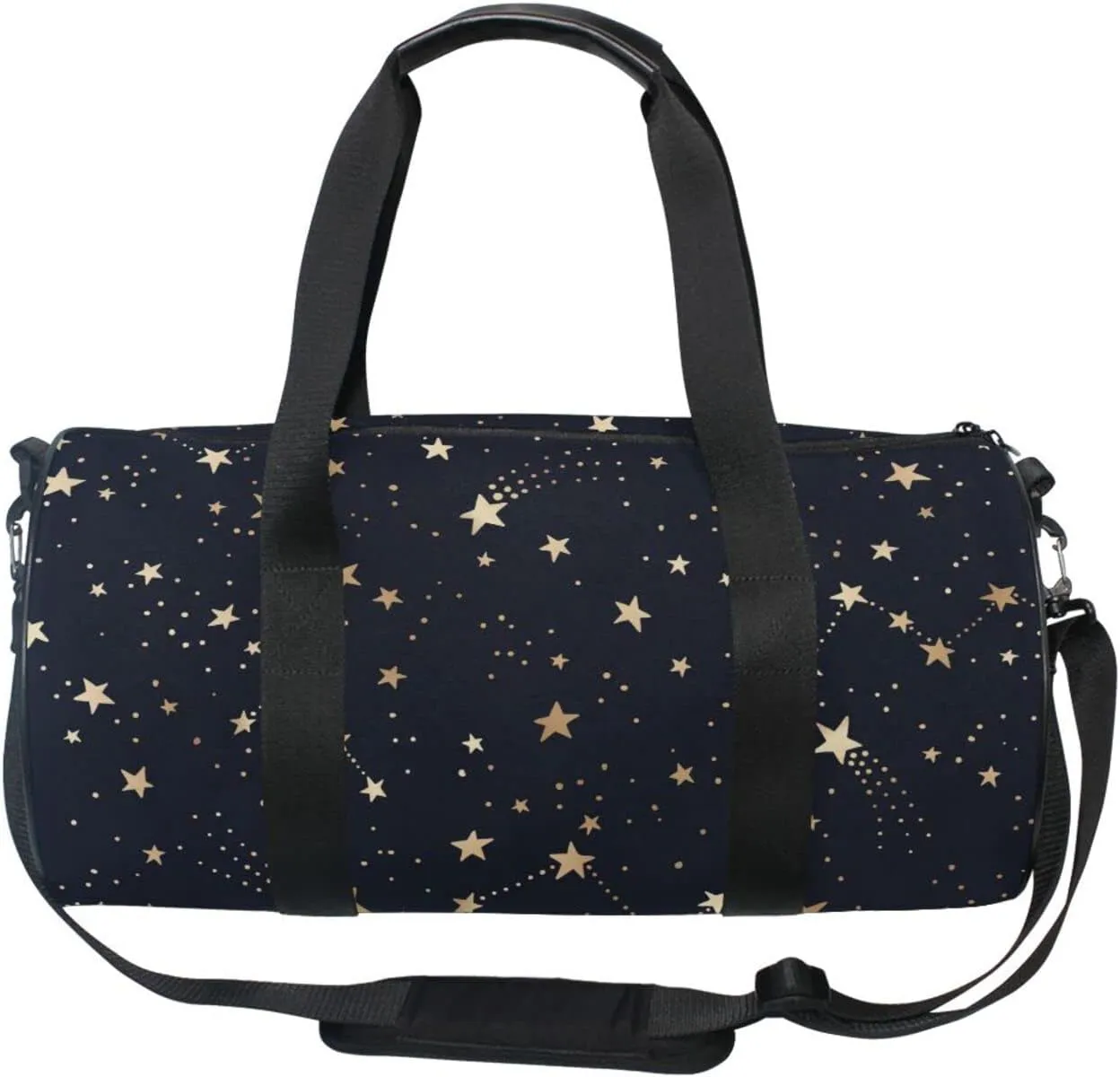 Gym Bag for Women and Men Small Duffel Bag for Sports Travel Weekender Overnight Vacation Beach Lightweight Carry on Bag for Boys Girls Golden Star Black