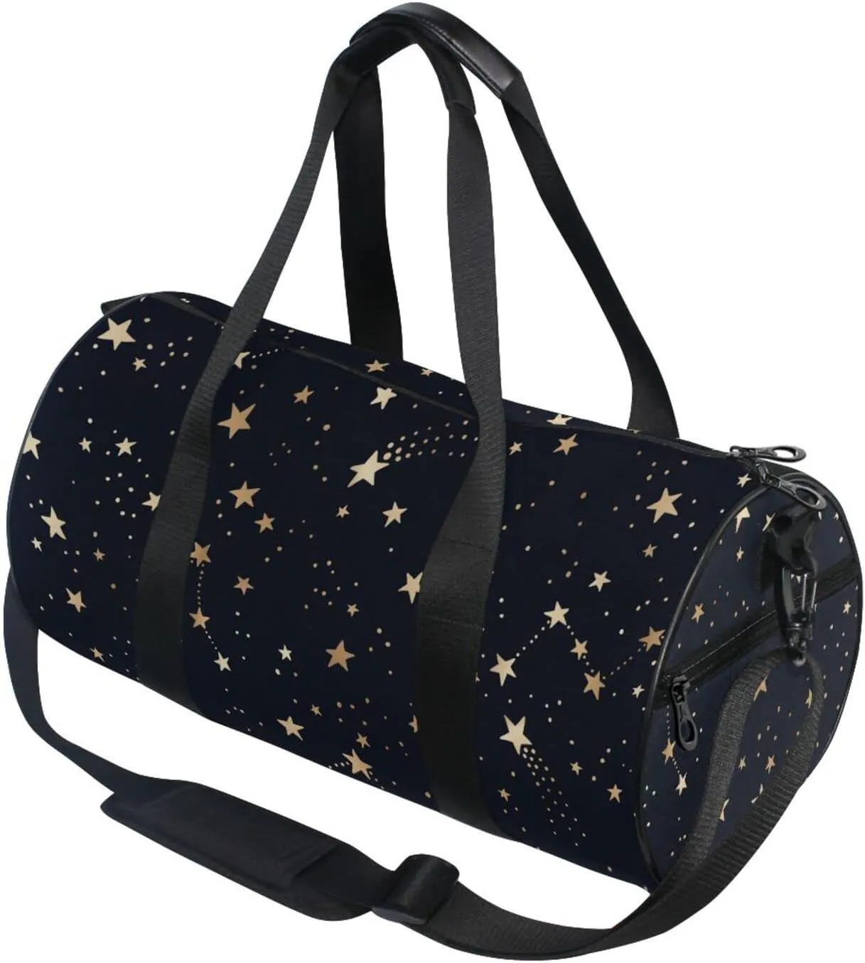Gym Bag for Women and Men Small Duffel Bag for Sports Travel Weekender Overnight Vacation Beach Lightweight Carry on Bag for Boys Girls Golden Star Black