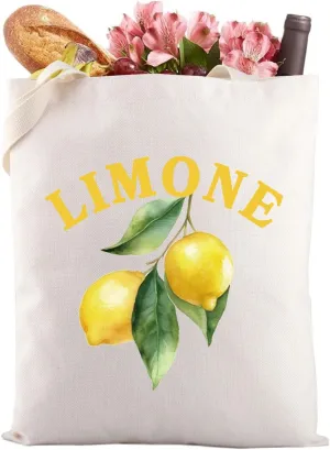 Gzrlyf Italian Lemon Tote Bag Italy Limone Lemon Lover Gift Amalfi Coast Themed Gift Positano Italy Gift Lemon Italy Gift Bag