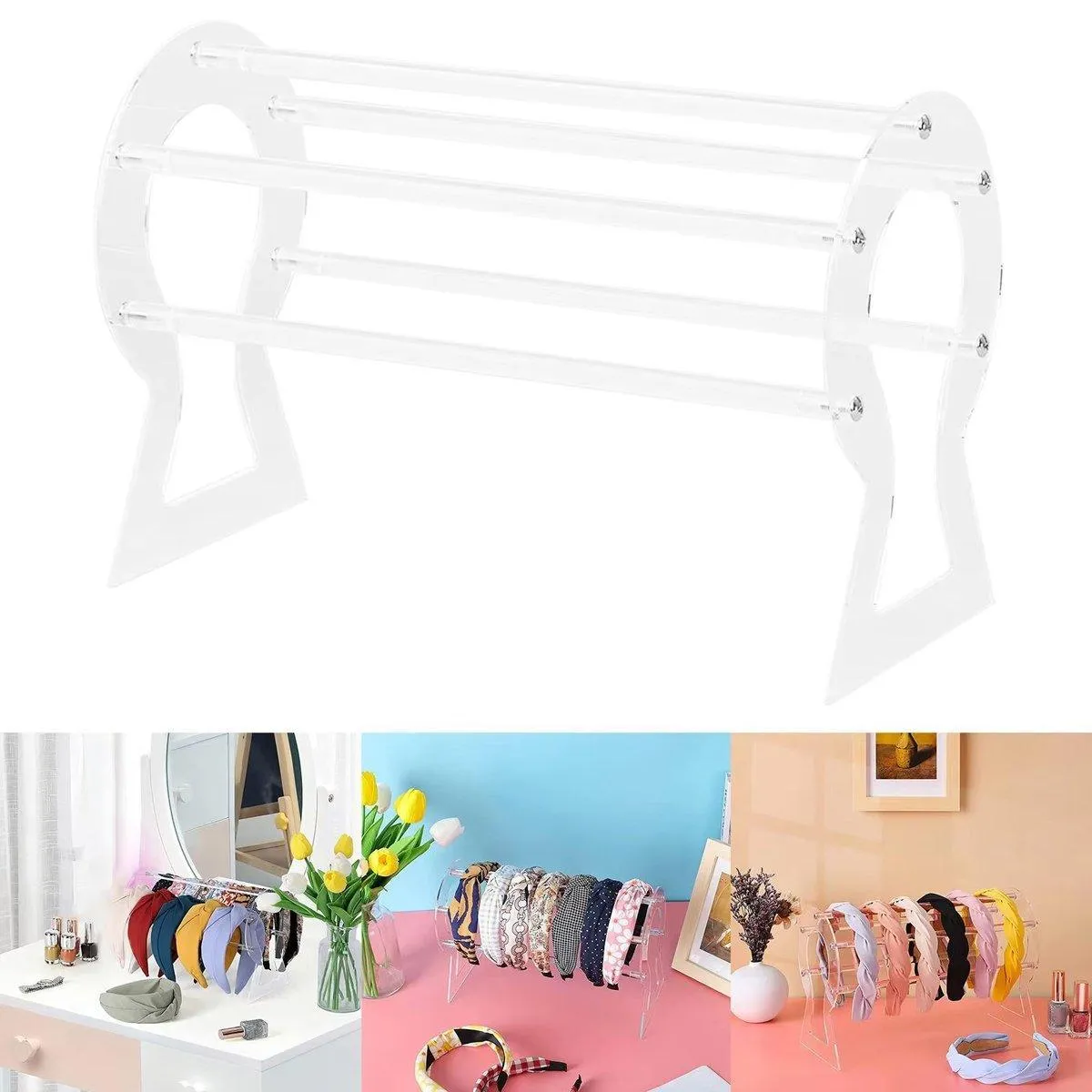 Hairband Display Stand Acrylic Hair Clip Storage Rack Headband Holder Hair Hoop