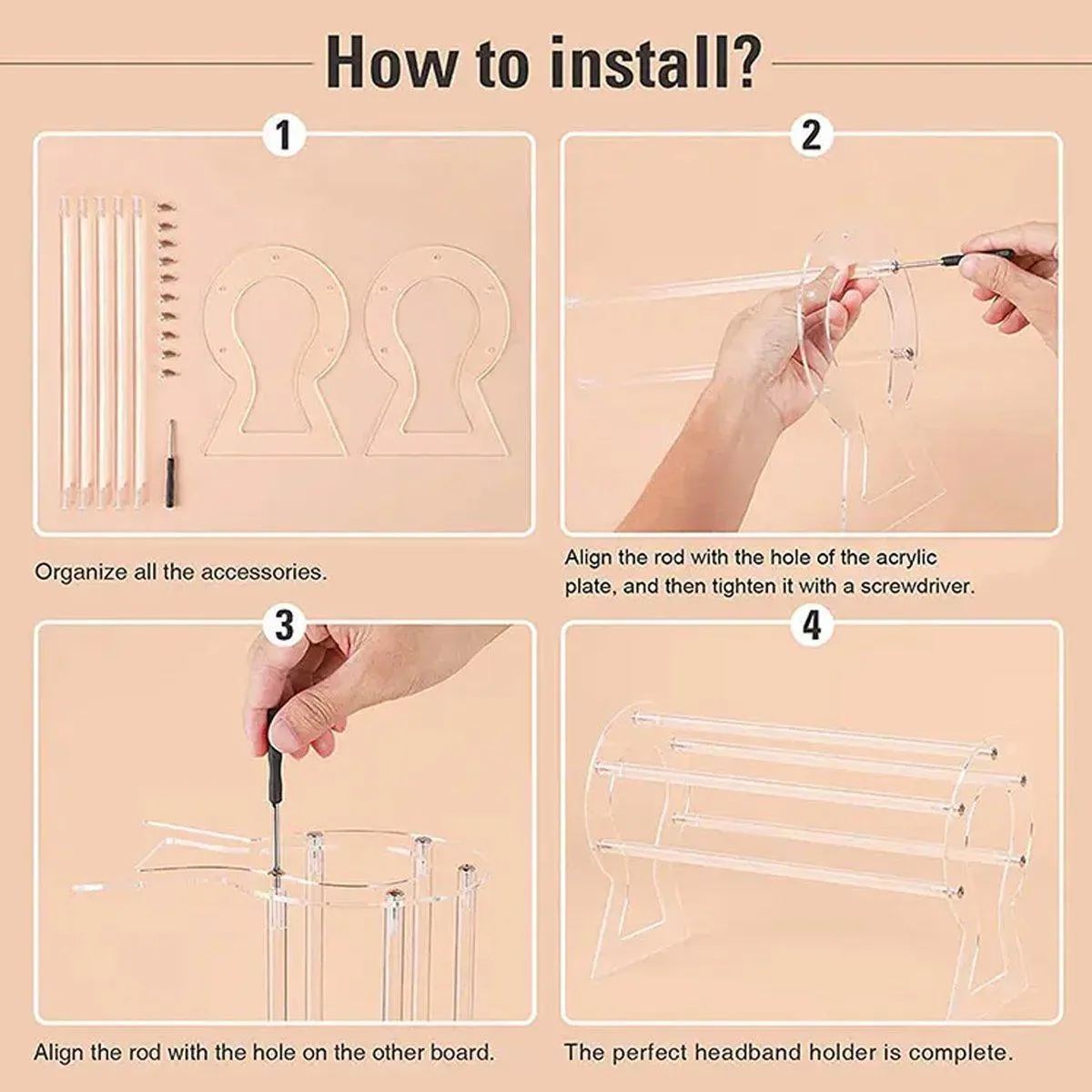 Hairband Display Stand Acrylic Hair Clip Storage Rack Headband Holder Hair Hoop