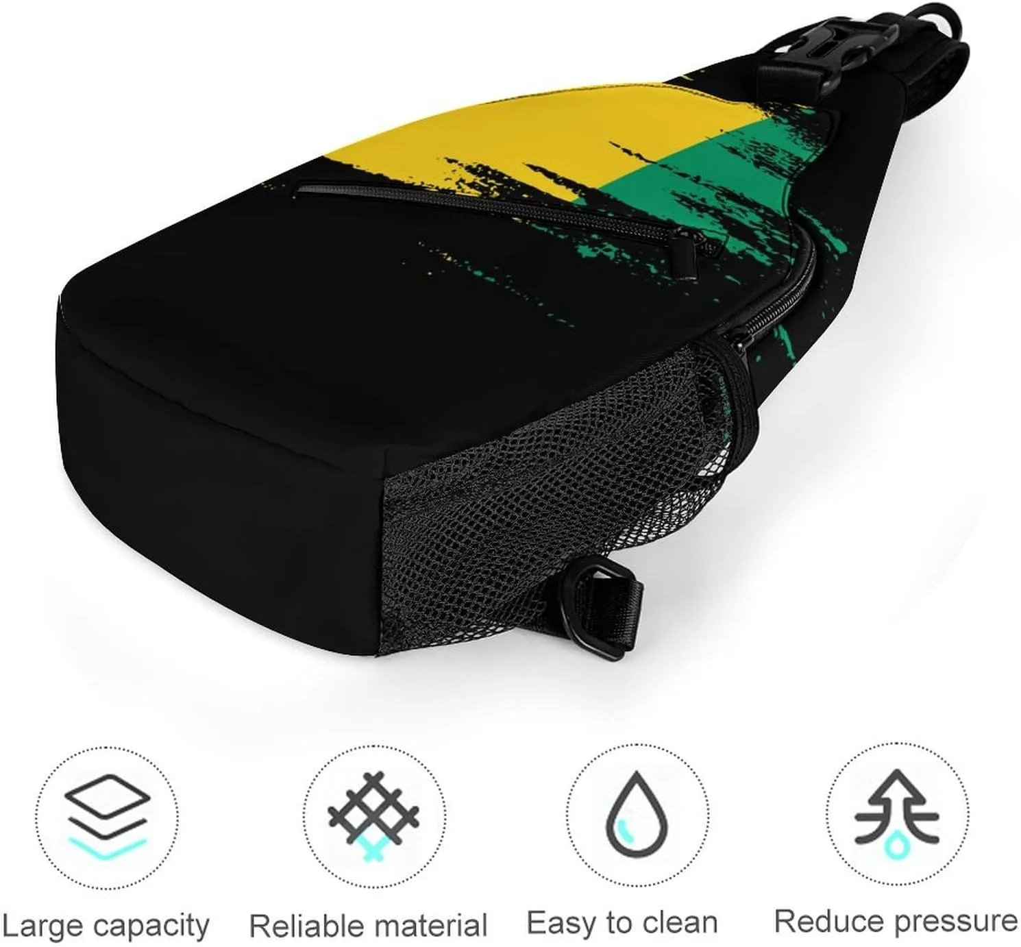 Haiti Flag Painted Sling Bag Crossbody Chest Bag Shoulder Bag For Travel Hiking Cycling Camping