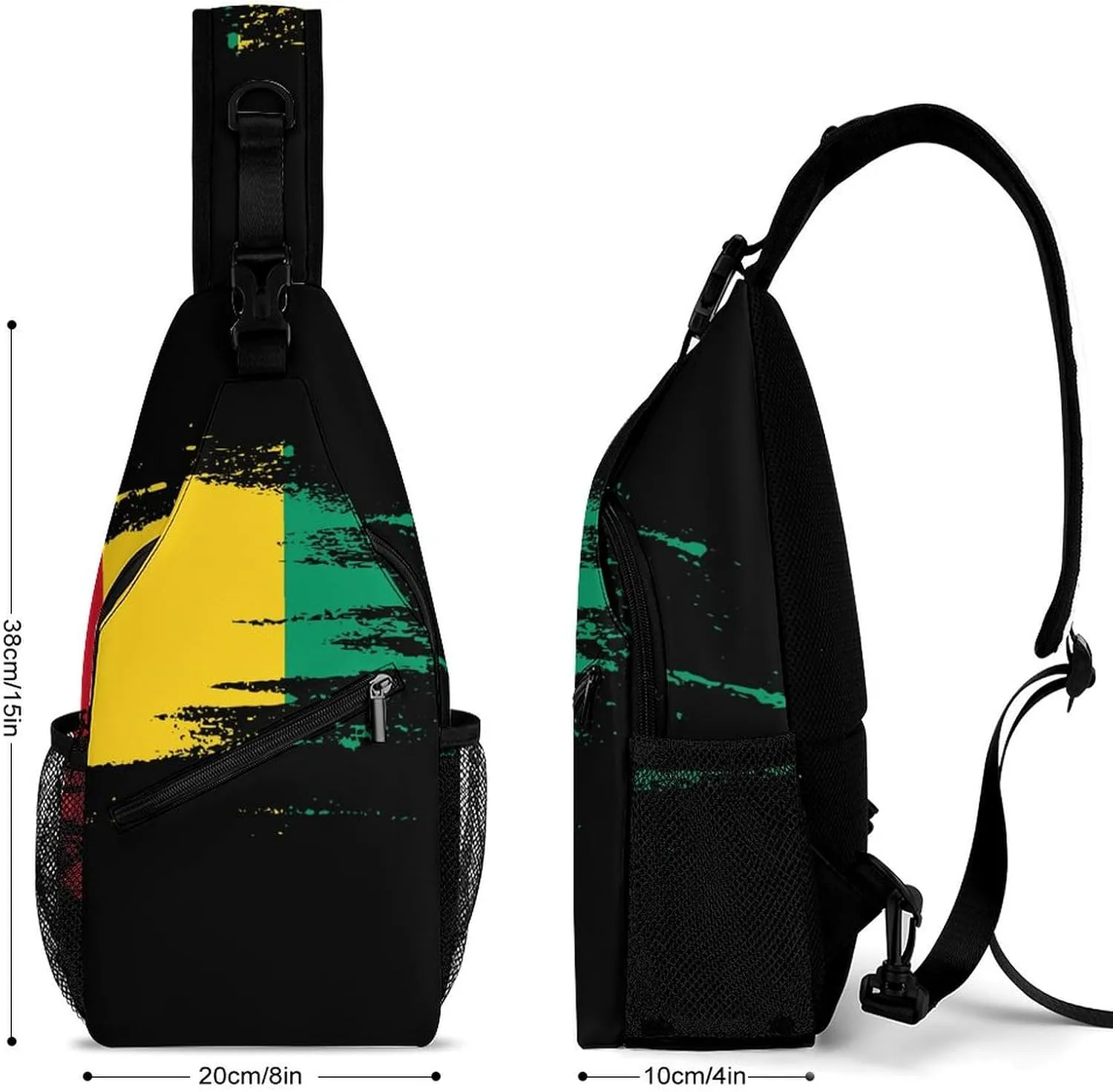 Haiti Flag Painted Sling Bag Crossbody Chest Bag Shoulder Bag For Travel Hiking Cycling Camping