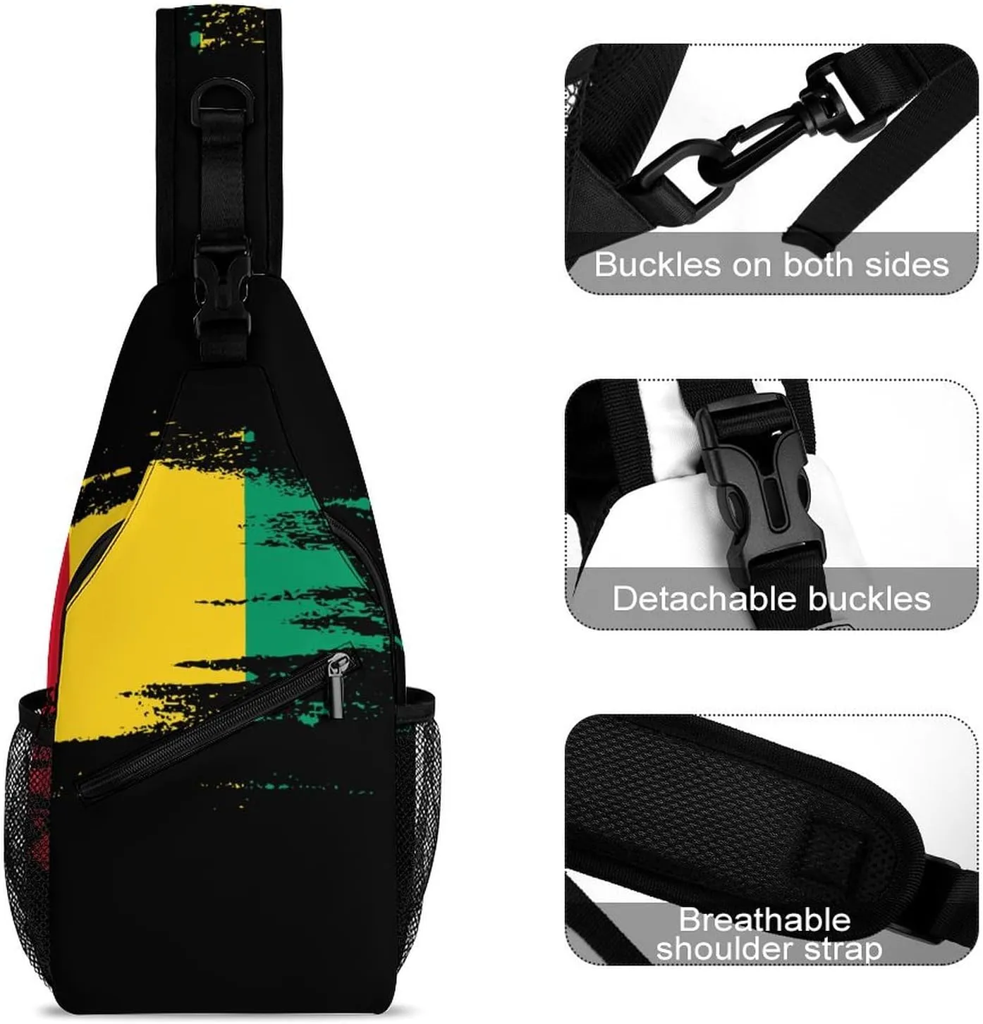 Haiti Flag Painted Sling Bag Crossbody Chest Bag Shoulder Bag For Travel Hiking Cycling Camping